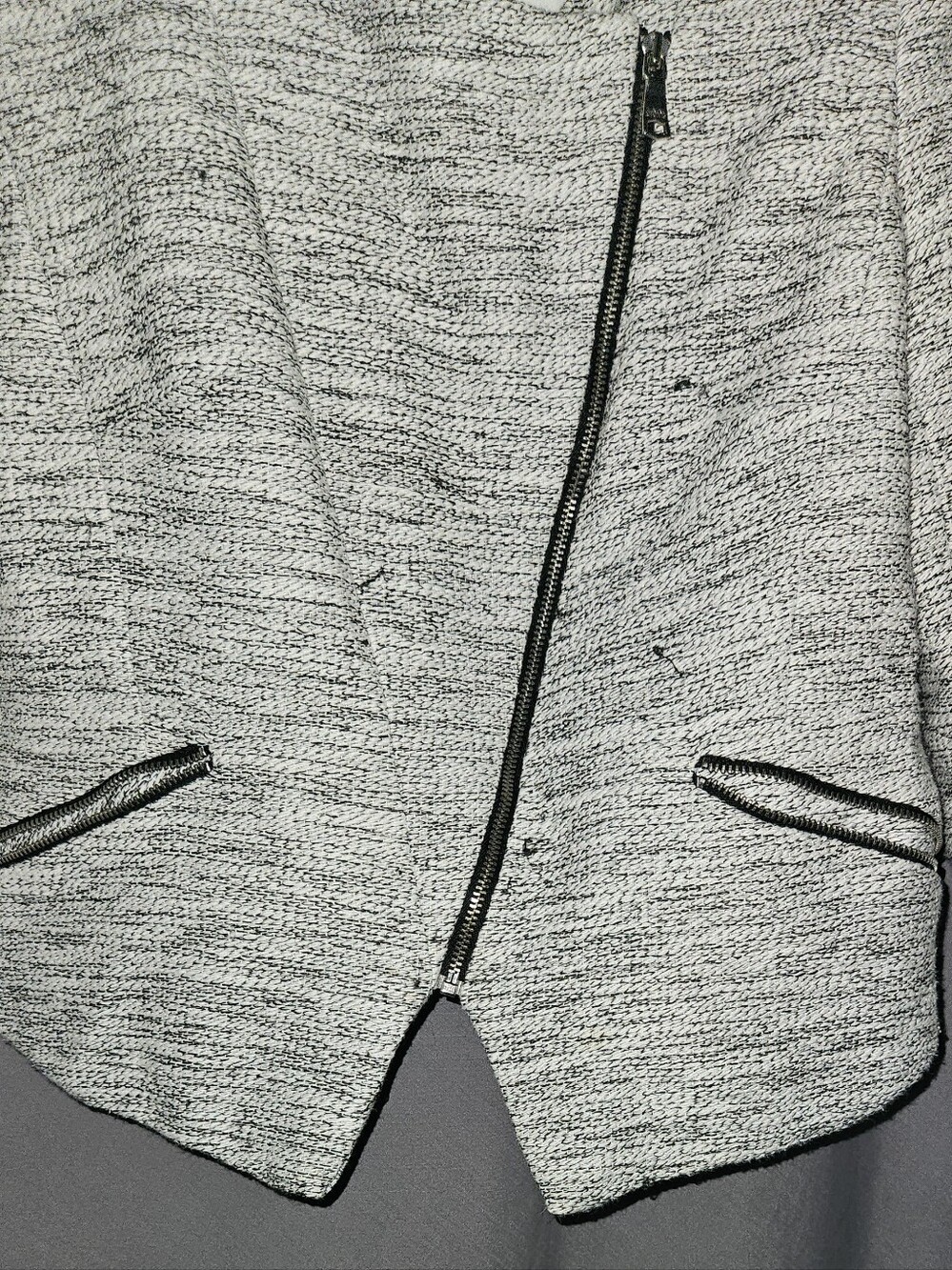 Banana Republic Light Gray Textured Asymmetrical Zip Blazer - Picture 3 of 7